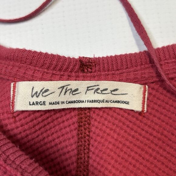 We The Free Amelia Split Back Thermal Top Shirt Womens Size Large Washed Red - Picture 13 of 14